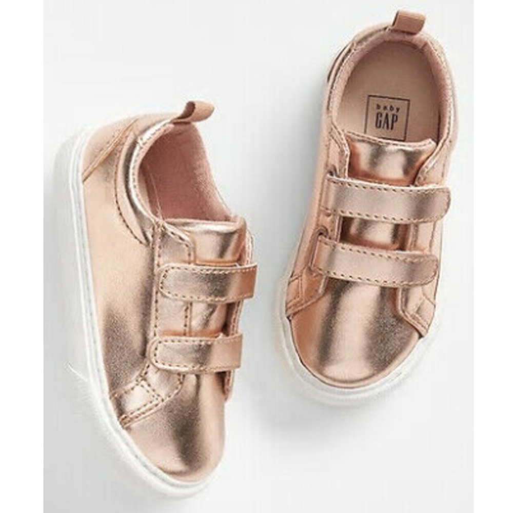 Baby Gap NWT Rose Gold Strappy Faux Leather Sneakers Todder 6